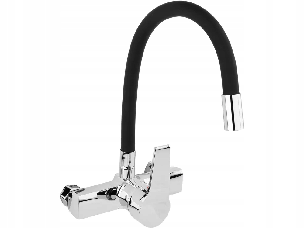 Bateria Zlewozmywakowa Ścienna Z Elastyczną Wylewką Flexible Black