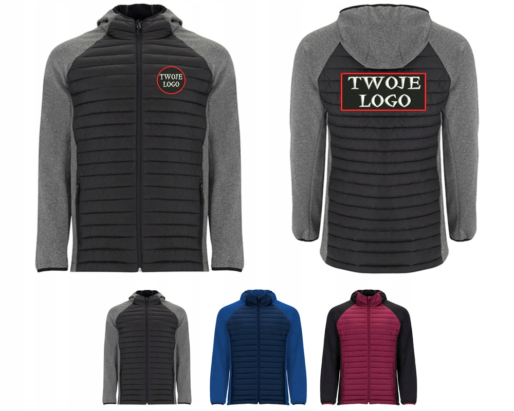 

Softshell pikowany z kapturem Haft firma Logo