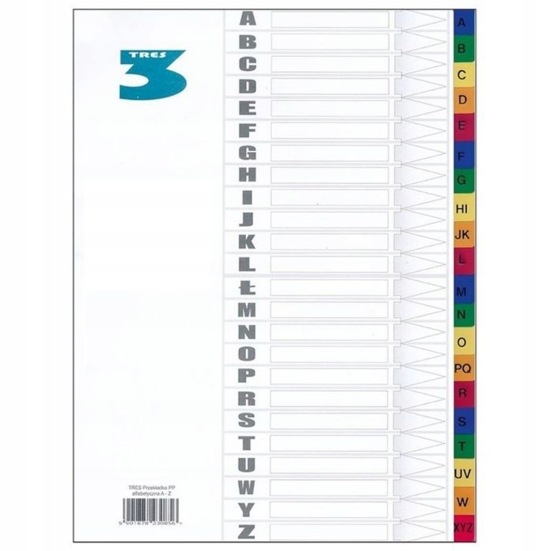 PRZEKŁADKI DO SEGREGATORA PP A4 A-Z KOLOR