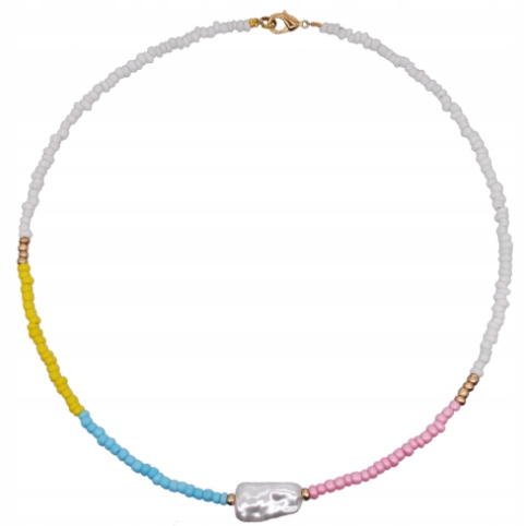 

Naszyjnik Choker Koraliki Boho Perełka Pudrowe Kol