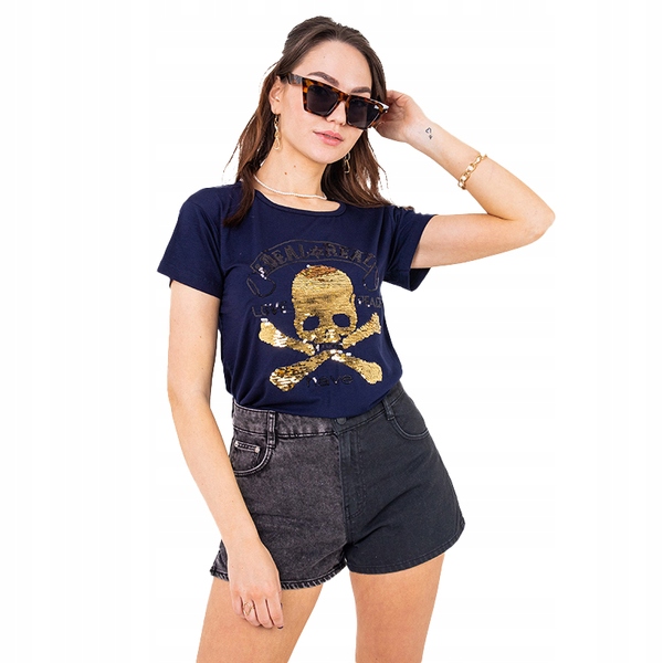 

06HCK Navy Granatowy Damski T-shirt Uniwersalny