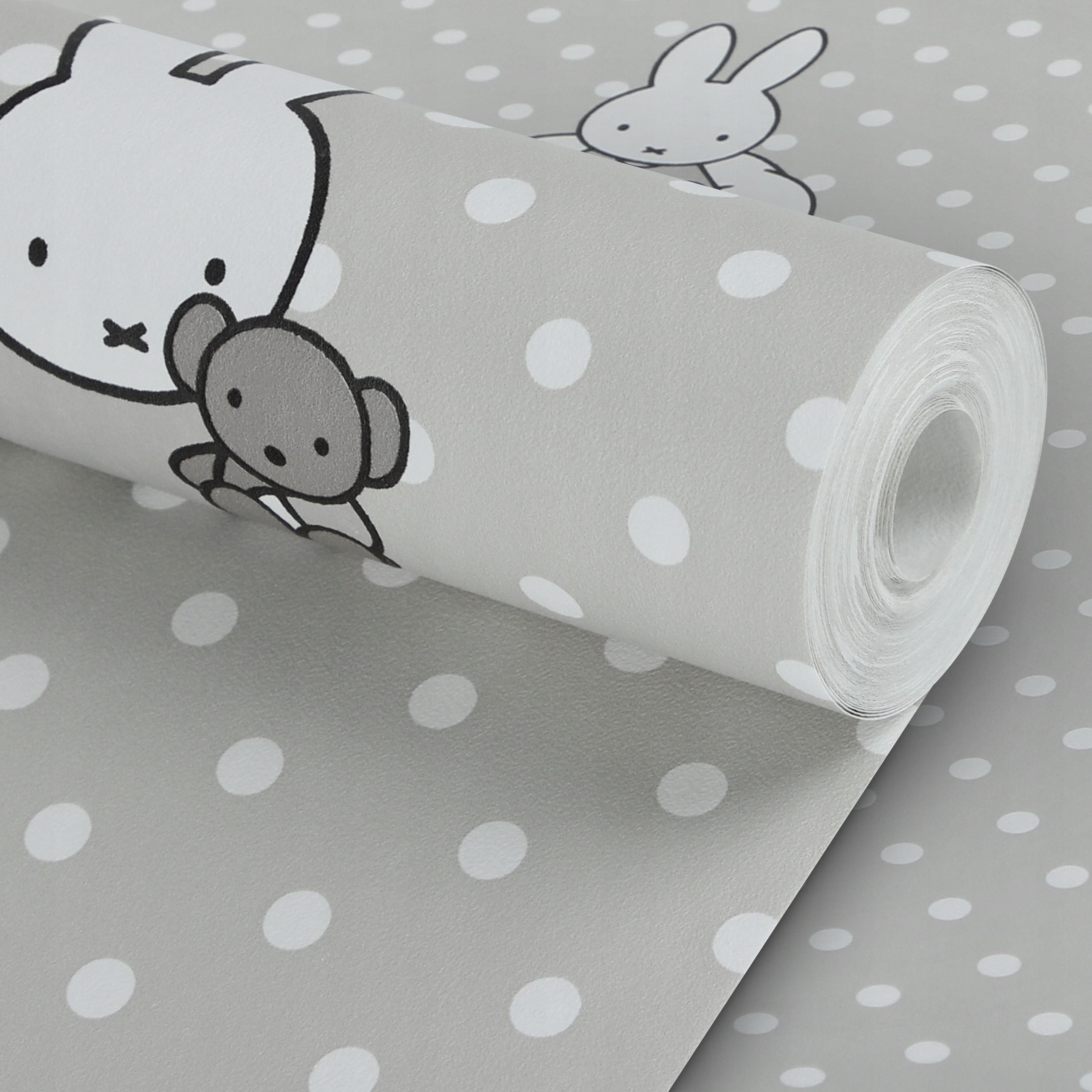 TAPETA ŚCIENNA DZIECIĘCA SZARA GROSZKI KRÓLICZKI POKÓJ DZIECKA Kod producenta H560310