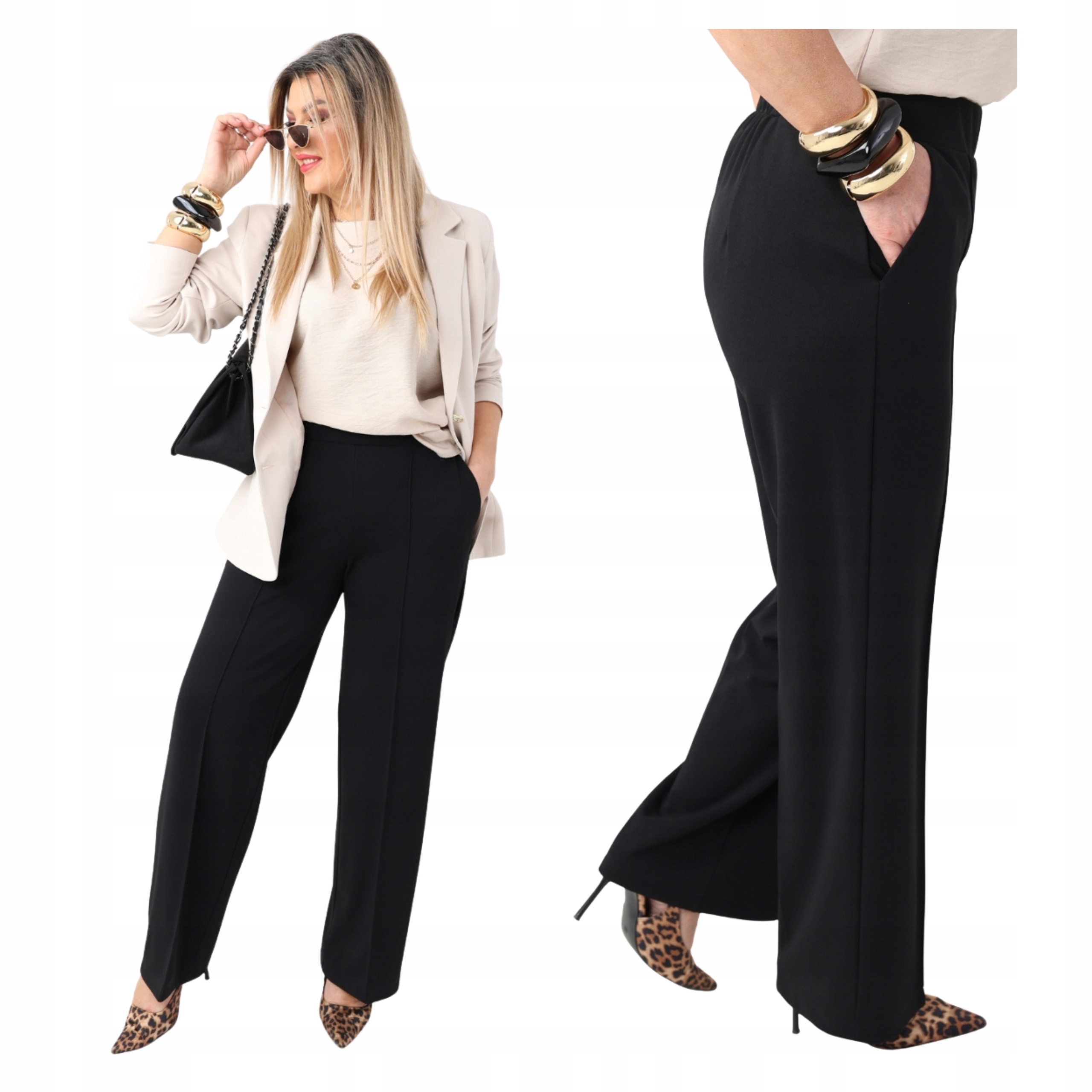 spodnie w kant na gumce duże rozmiary Polski Producent szerokie