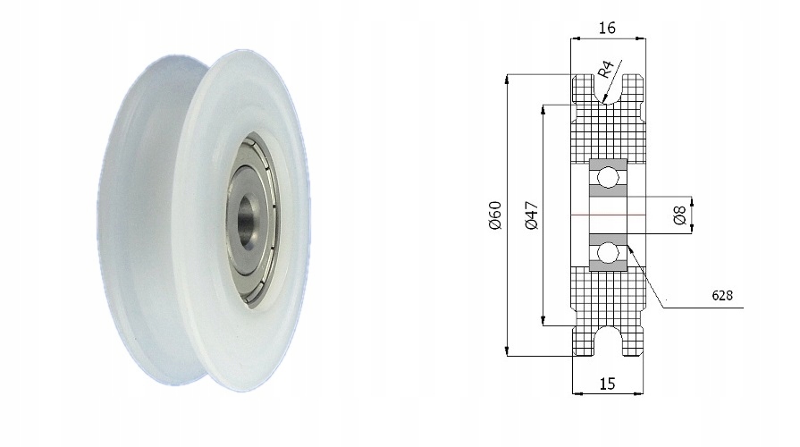 C Rolka profilowana fi 60mm fi 8mm linka fi 8 Kod producenta C60/8L/8