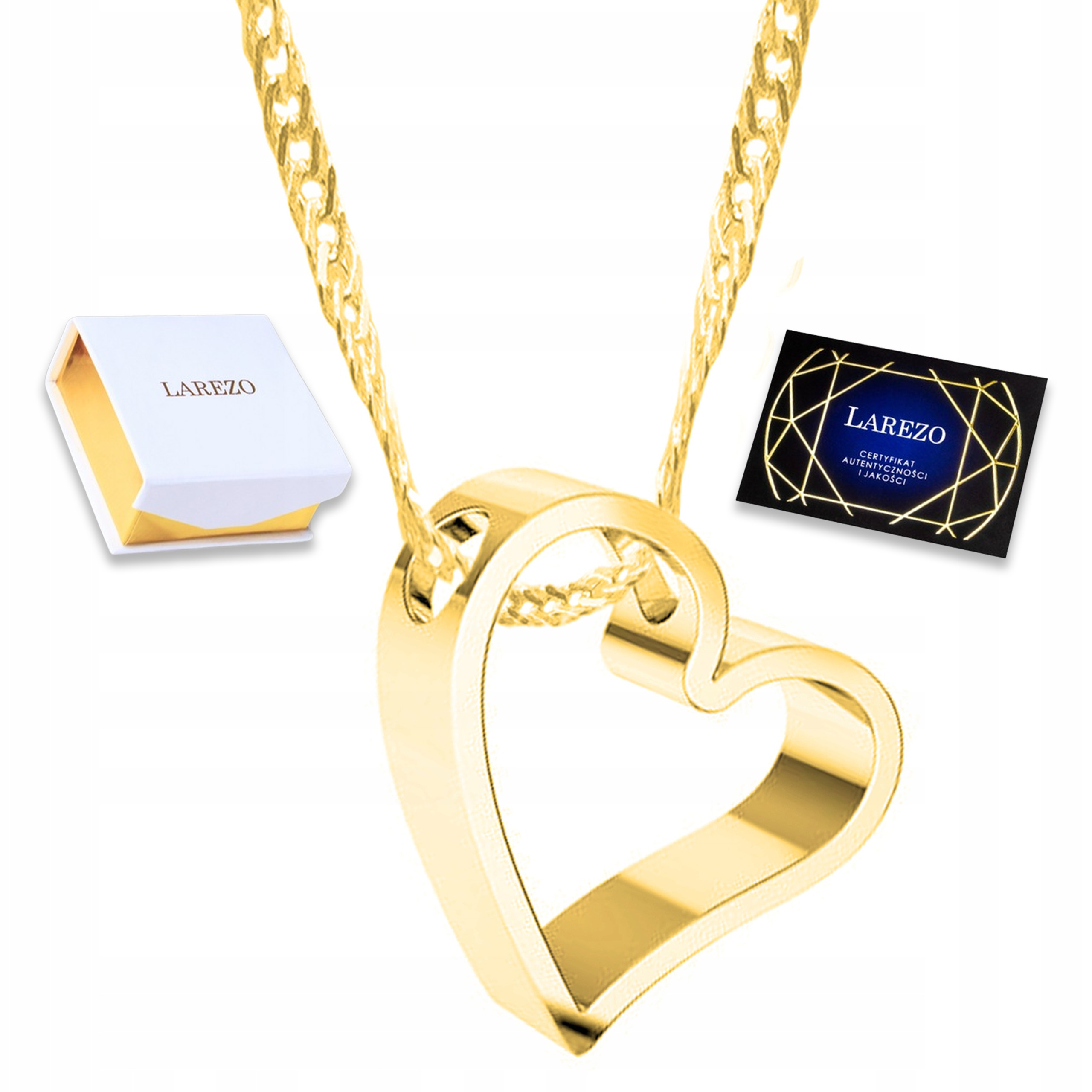 Zlatý Náhrdelník se Srdcem Láska Love Srdíčko Přívěsek Stříbro 925