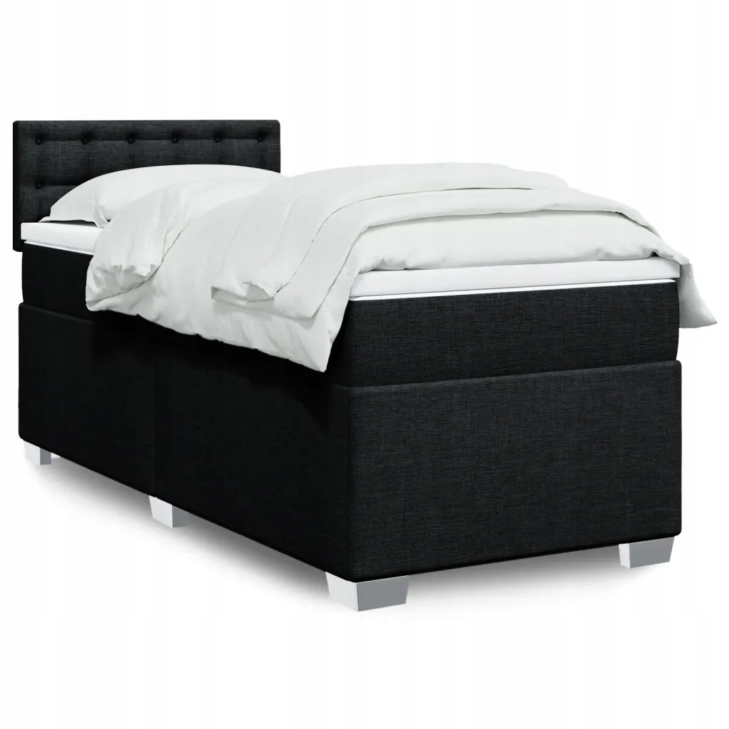 Box spring postel s matrací černá 90x200 cm textil Černý 3285787