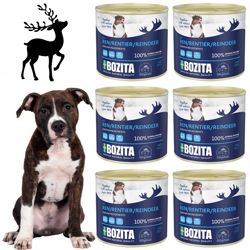 Levně Vlhké Krmivo Pro Psy S Reniferem Plechovka 625G x 6 ks Bozita Sob