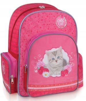 

Plecak Szkolny Chic Cat Kot Kotek Ciemny Różowy
