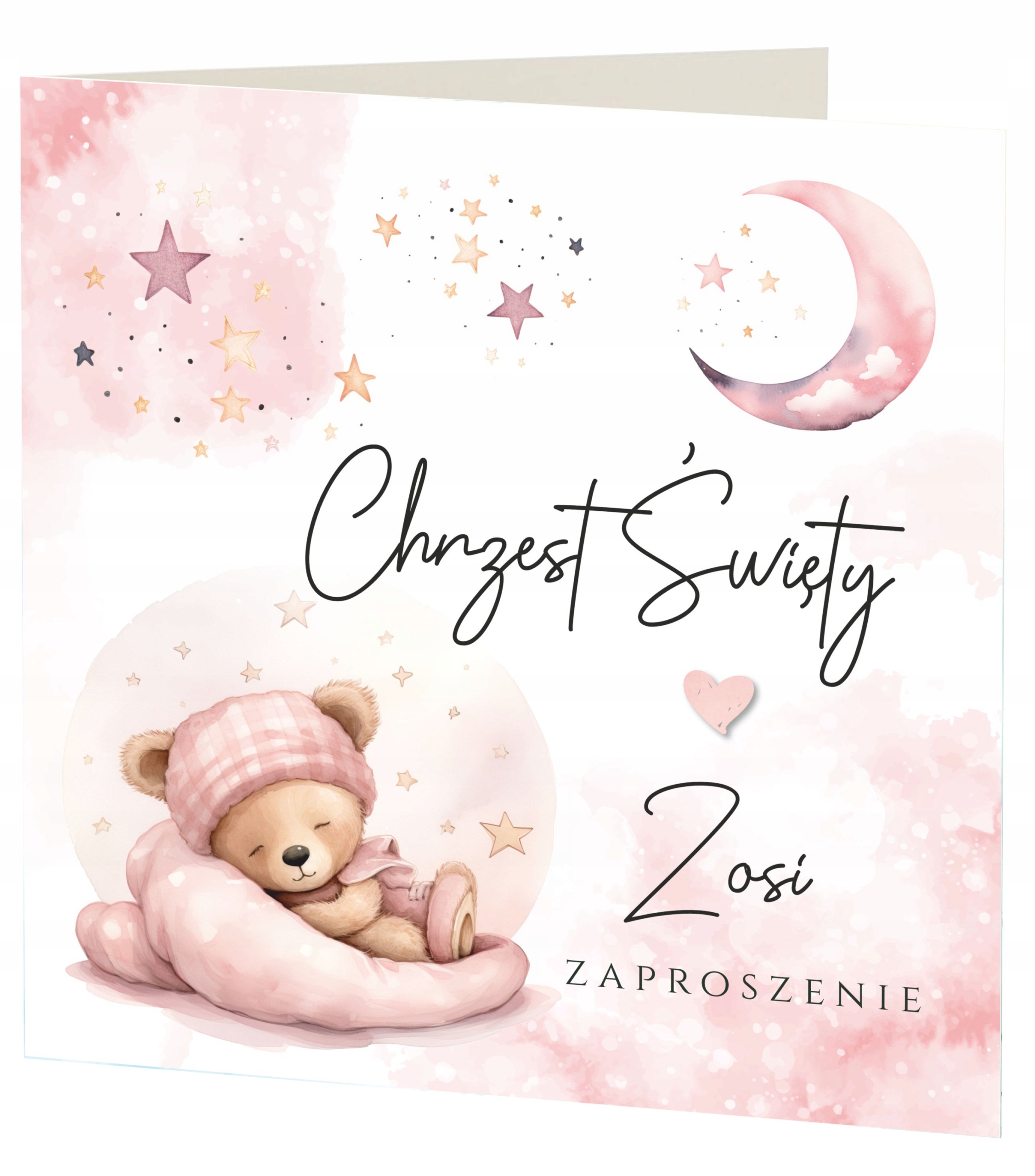 Zaproszenia na Chrzest Święty z kopertą + Imię Dziecka = Miś z Balonem Marka inna
