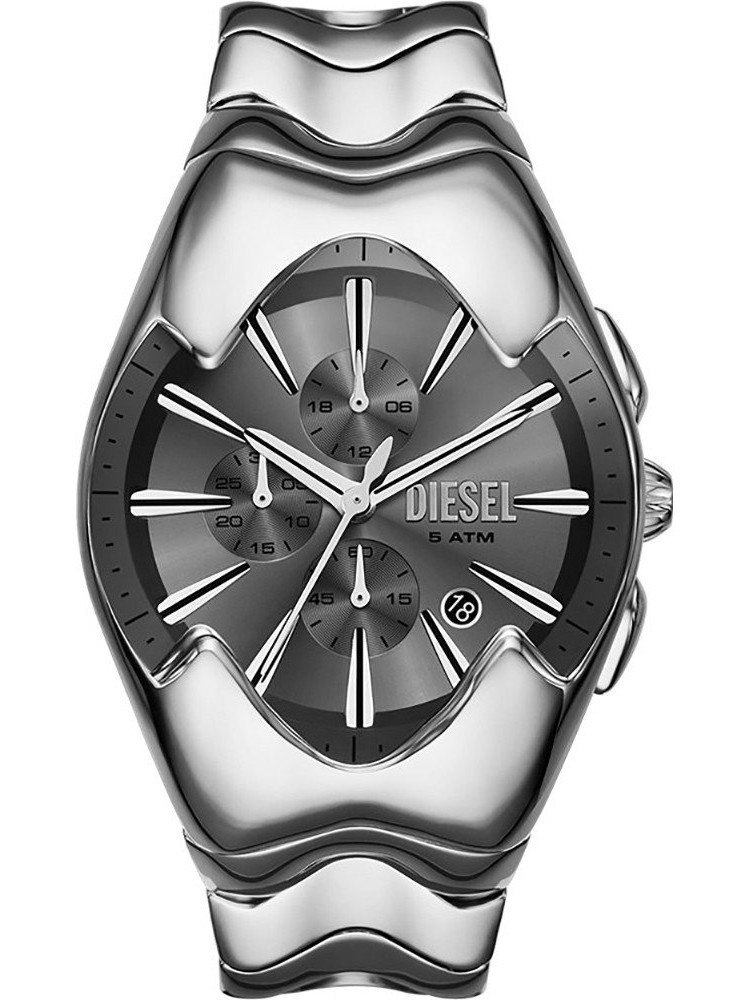 srebrny Zegarek Męski Diesel Mercurial Metamorph Chronograph datownik WR50