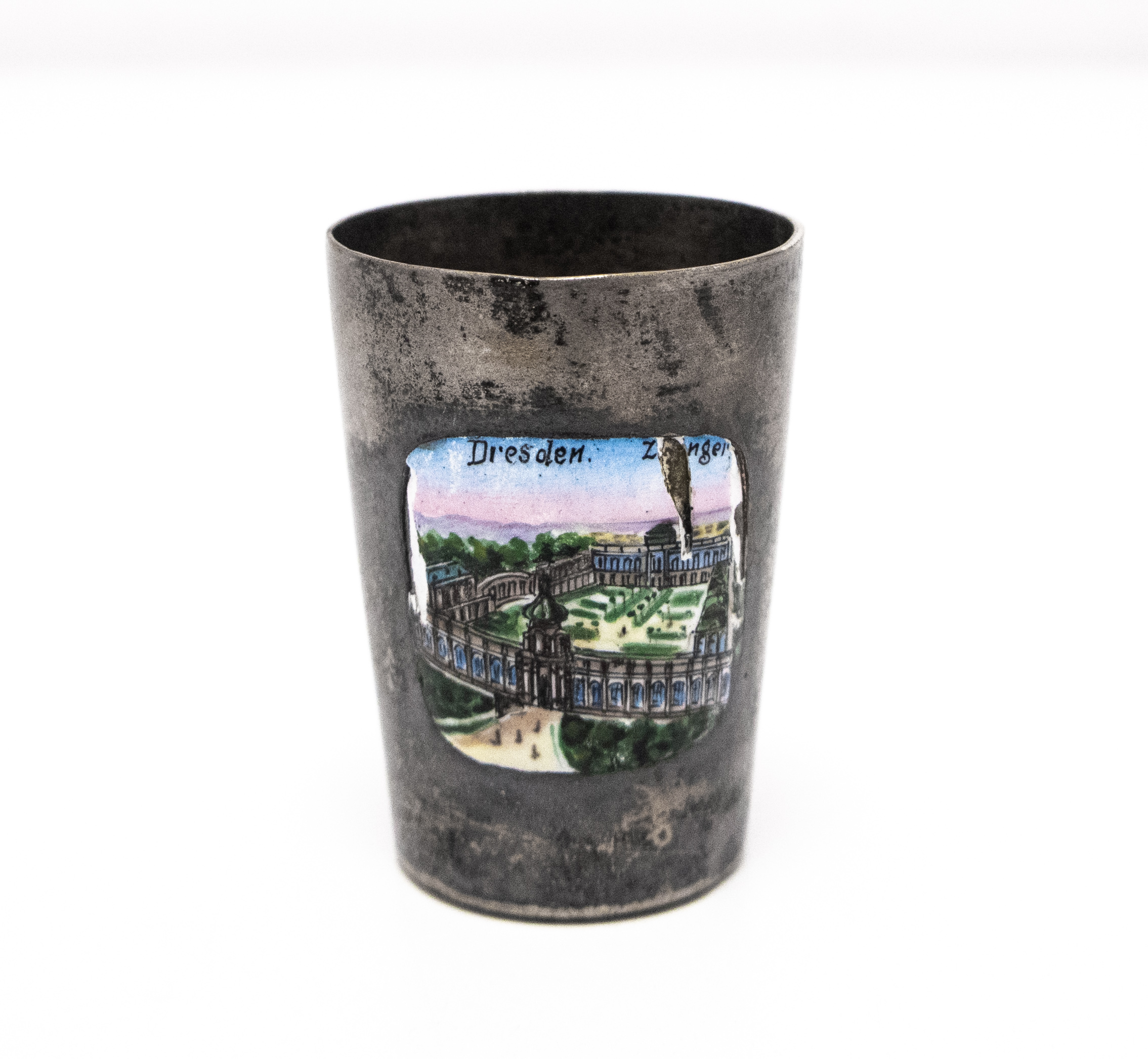 STARY POSREBRZANY KIELISZEK DREZNO ZWINGER