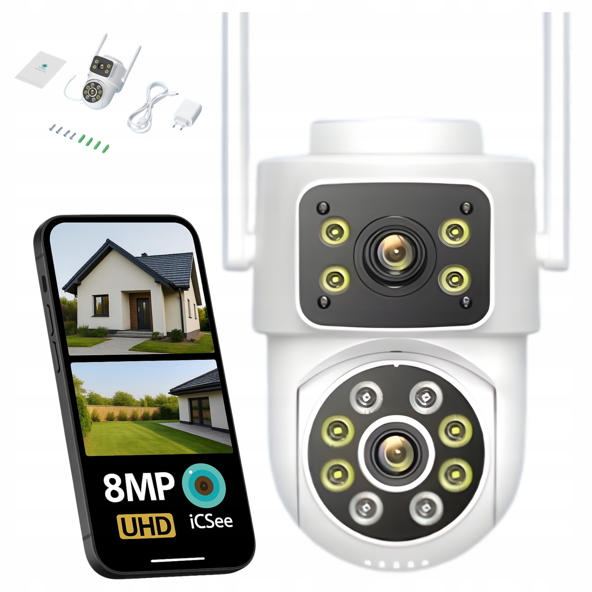 Ip Kamera Wifi Venkovní Otočná Dvojitá Aplikace Detekce Alarmu 8 M