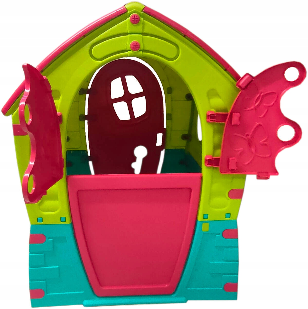 DOMEK OGRODOWY DLA DZIECI Z OKIENNICAMI DUŻY KOLOROWY PalPlay Wysokość produktu 110 cm