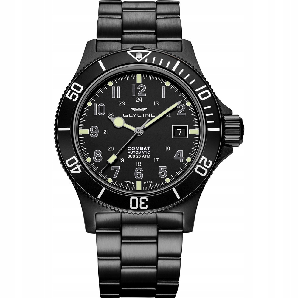 Zegarek Męski Glycine GL0079 czarny bransoleta