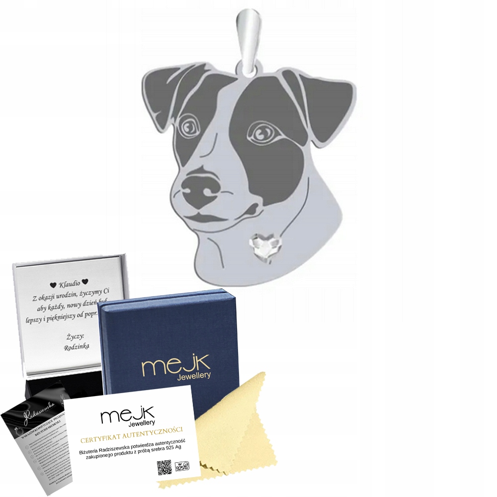 Přívěsek Stříbro 925 s psem Jack Russell teriér Krátkosrstý Dárek Gravírování