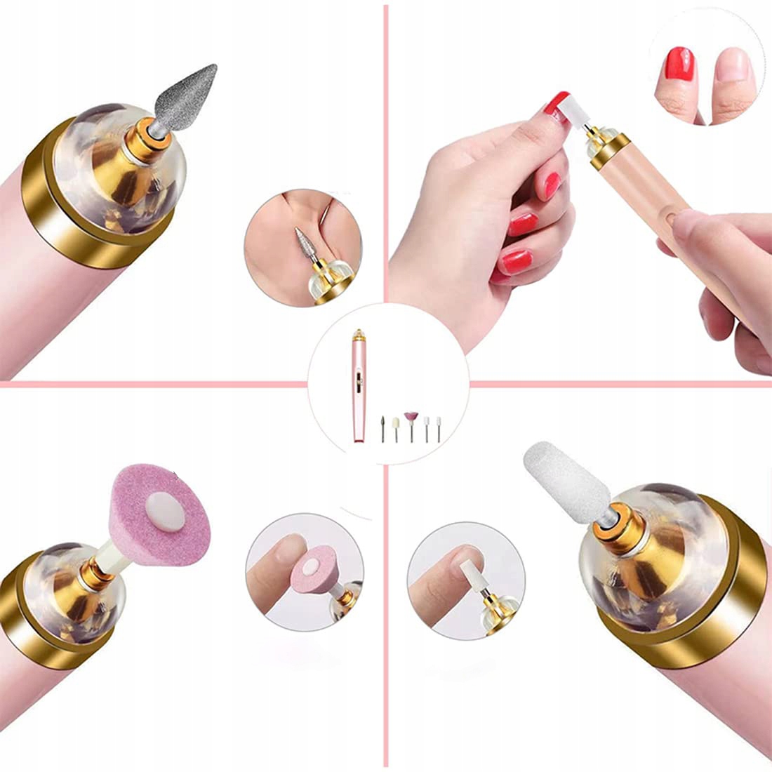 FREZARKA DO PAZNOKCI MANICURE PEDICURE FREZY FREZ PIELĘGNACJI DO SKÓREK USB Typ frezów ceramiczne kamienne