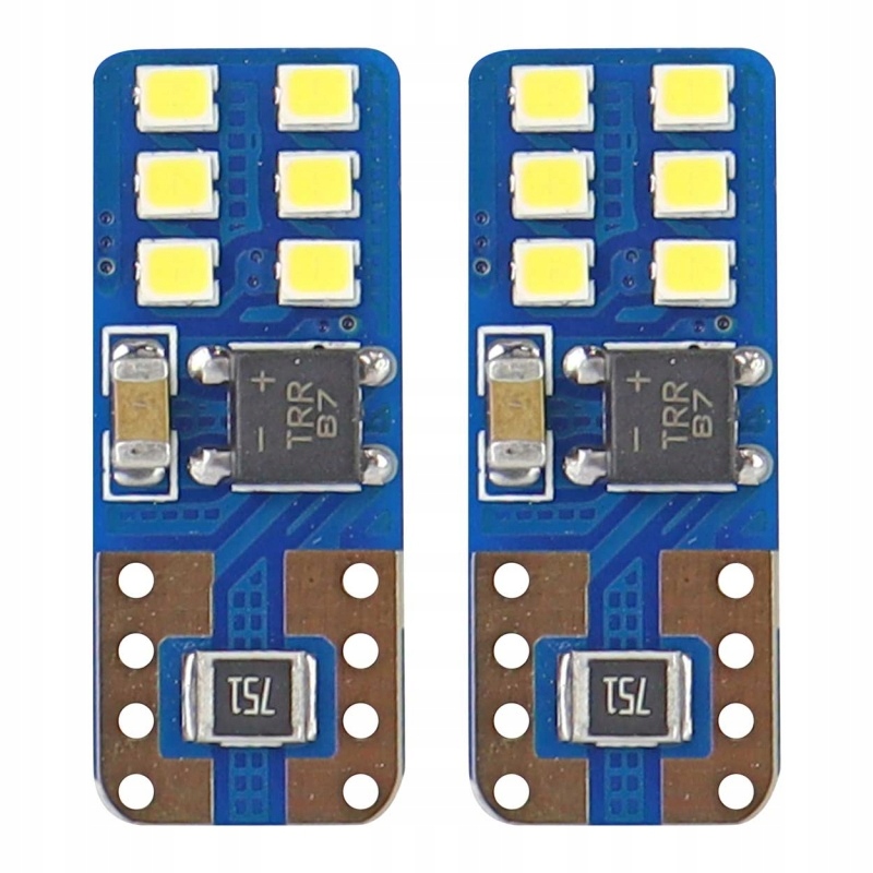 Żarówka W5W T10 12V/24V 12xLED SMD2016 CANBUS biała AMIO 2szt.