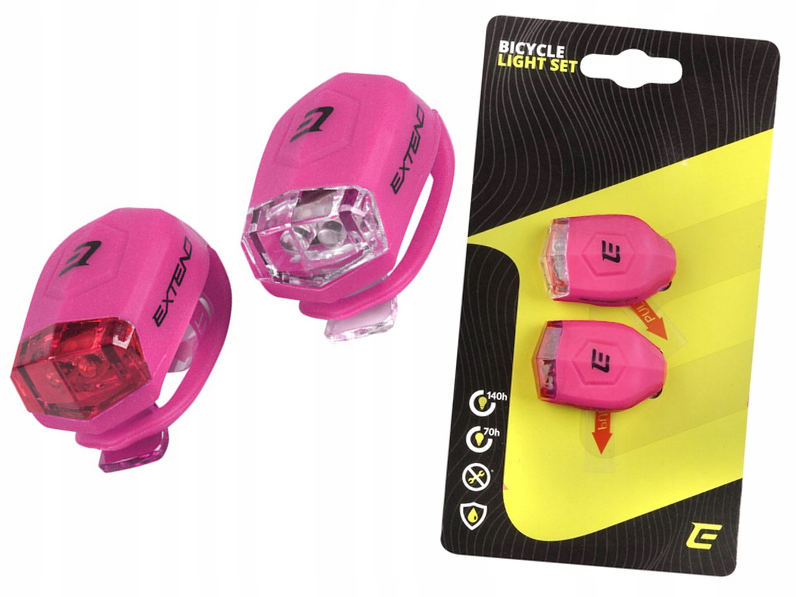 

Zestaw Lampek Rowerowych Extend Froggies Pink