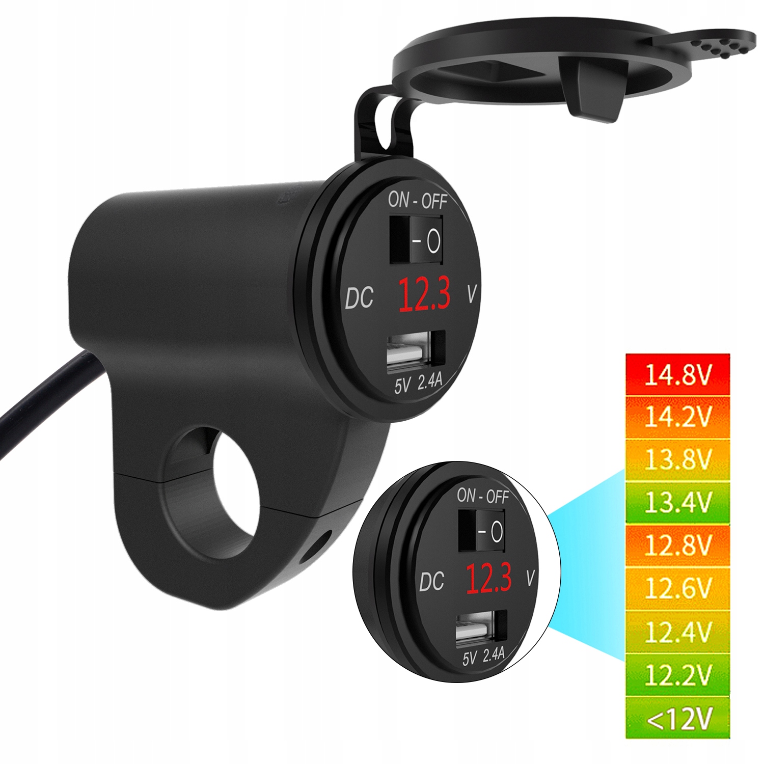 LADOWARKA MOTOCYKL 2 4A USB GNIAZDO WYLACZNIK Producent Wupp