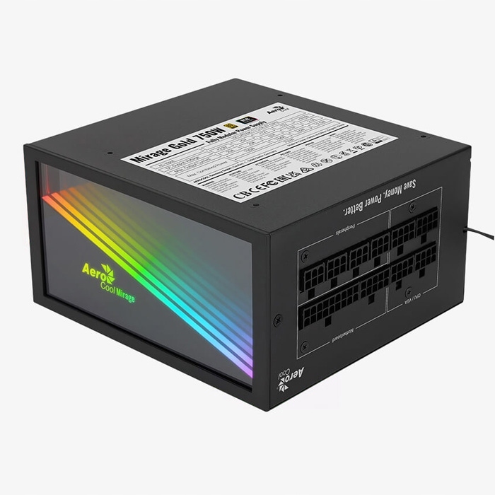 Napájací zdroj AeroCool 750W Plus Gold Rgb Modulárny herný Pc Atx Mirror Opis