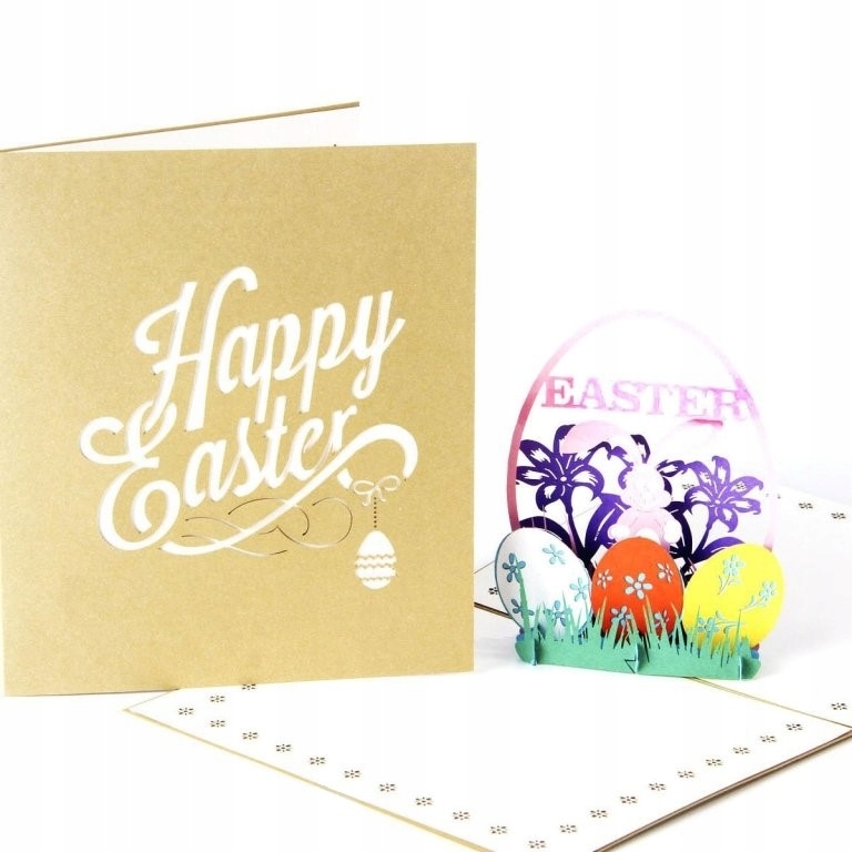 KARTKA ŚWIĘTECZNA WIELKANOC 3D ZAJĄCZEK PISANKI