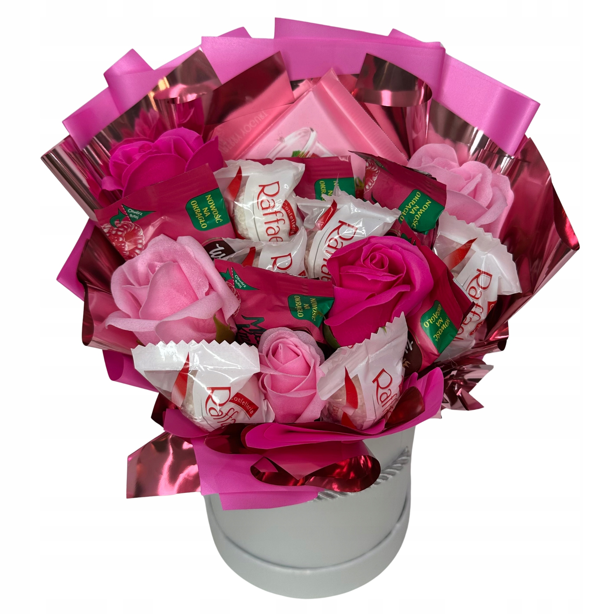 Zestaw Prezentowy Box Różowo-biały Dzień Kobiet Mamy Urodziny 18 Rocznica