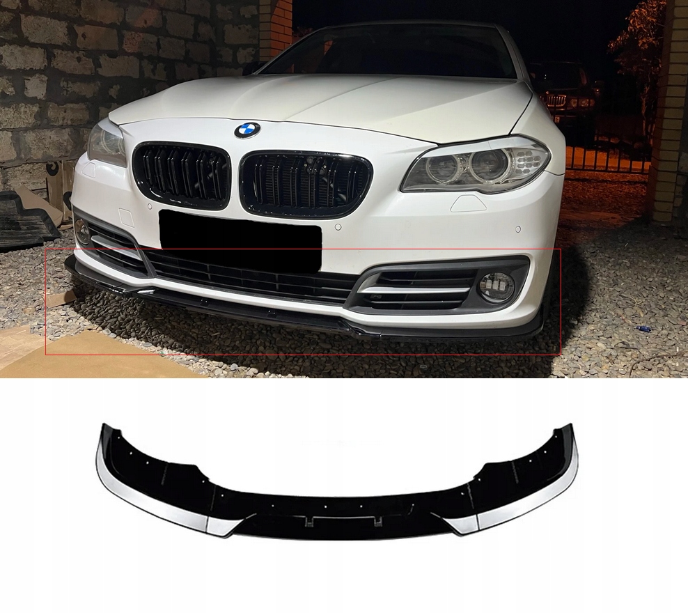 Predná Krytka Nárazníka Bmw F10 F11 Splitter 2015-2017 Lift Čierny Lesk
