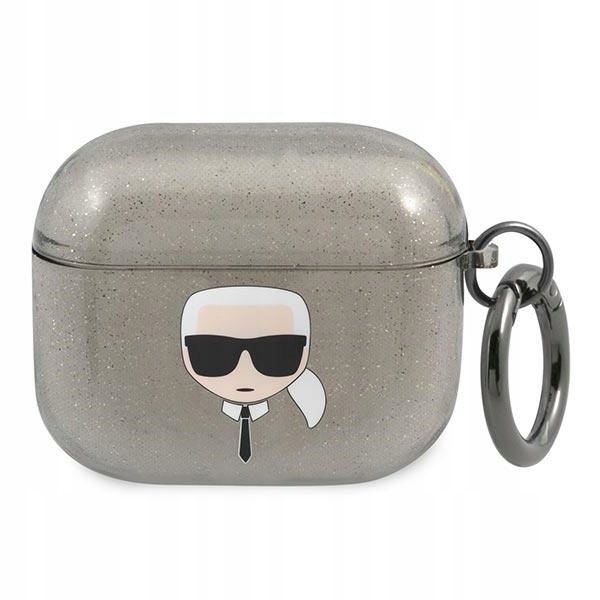 Etui na AirPods 3 Karl Lagerfeld KLA3UKHGK czarne z brokatem