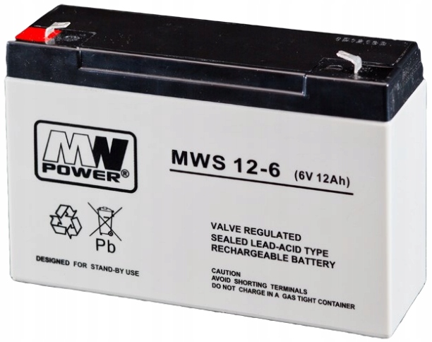 Akumulator Bateria Agm Vrla Mw Power Mws 12Ah 6V MWS12 MWS12-6 Autko Ups
