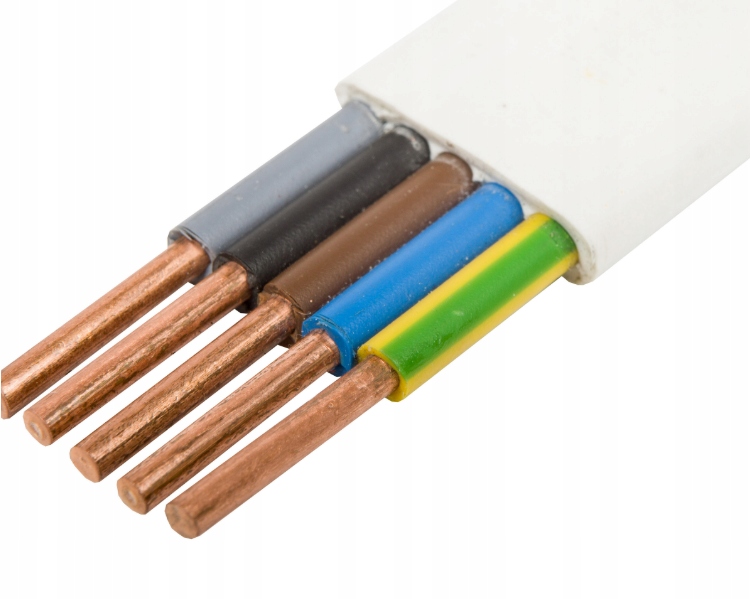 Inštalačný kábel YDYp 5x2,5 450/750V plochý drôt biely Damir 100 metrov