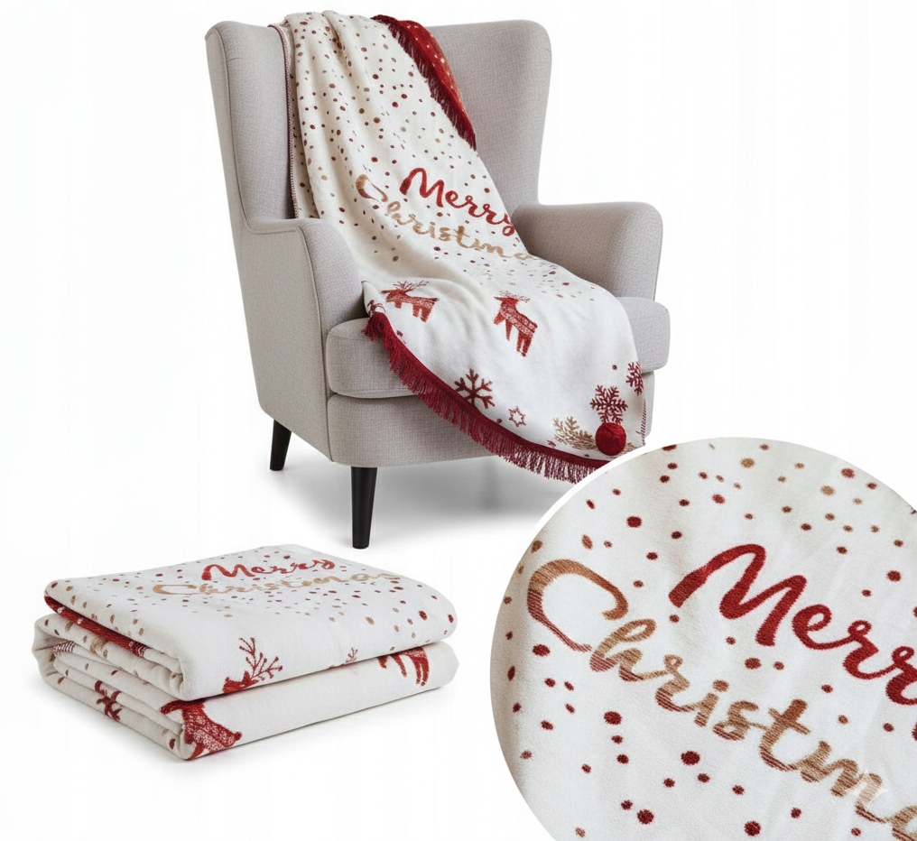 Vánoční Deka 150x200 Přehoz Na Postel Silný Měkký Teplý Bavlna