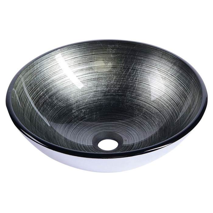 Sapho Damar sklenené umývadlo Ø42 cm sivá tmavá/strieborná farba 2501-20