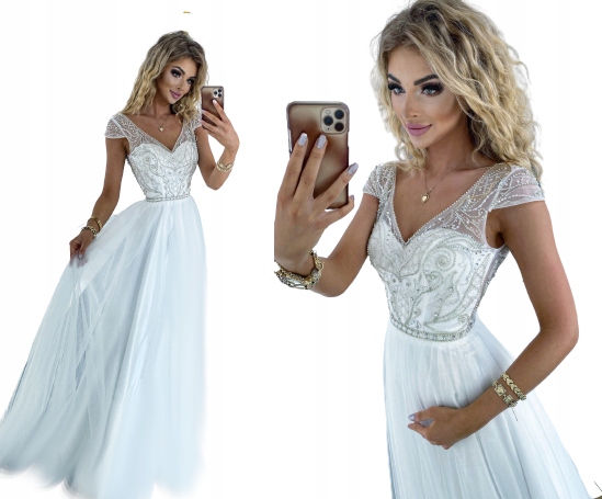 Marrietta Bílá Dlouhá Tylová Šaty Princezna s svatební Gipiurou Xs