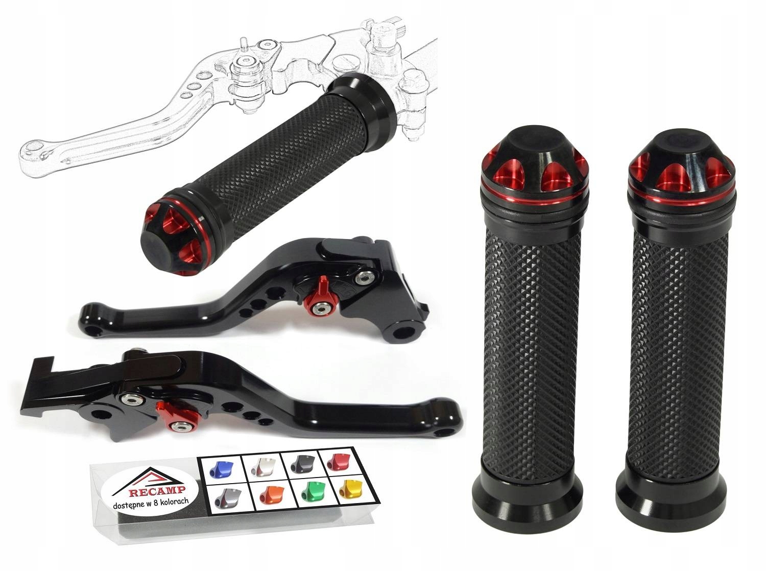 KRÓTKIE KLAMKI MANETKI 22 mm akcesoryjne czarne Producent REC-parts