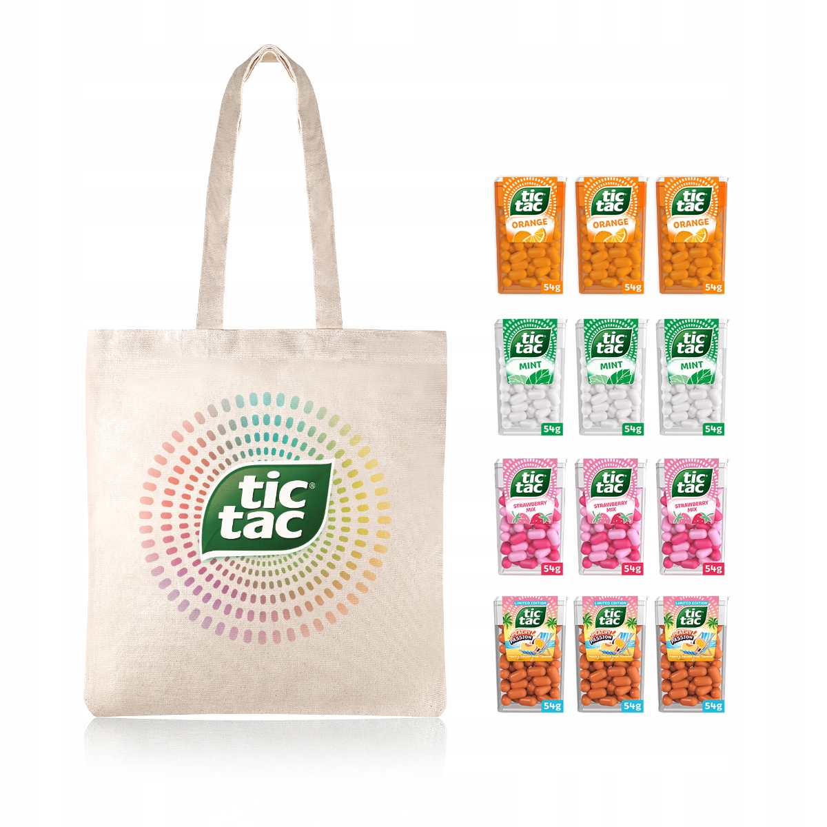 Tic Tac mix smaków mięta pomarańcza truskawka brzoskwinia 54g x 12