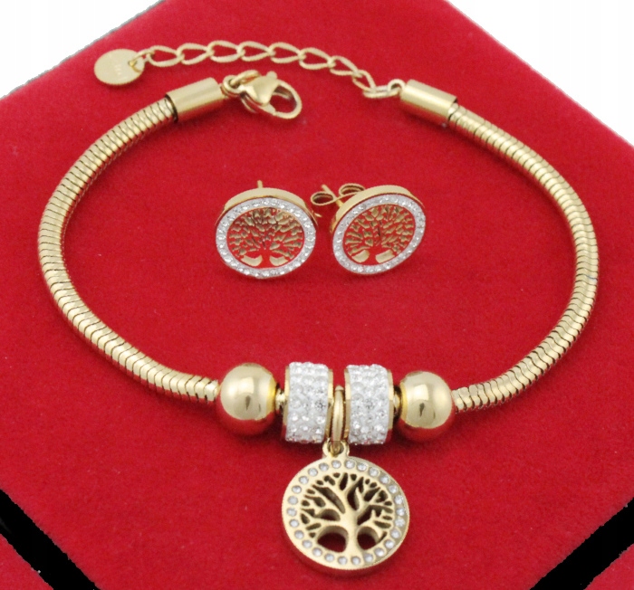 

Komplet Złoty Modułowy Drzewka Szczęścia Stal 316L