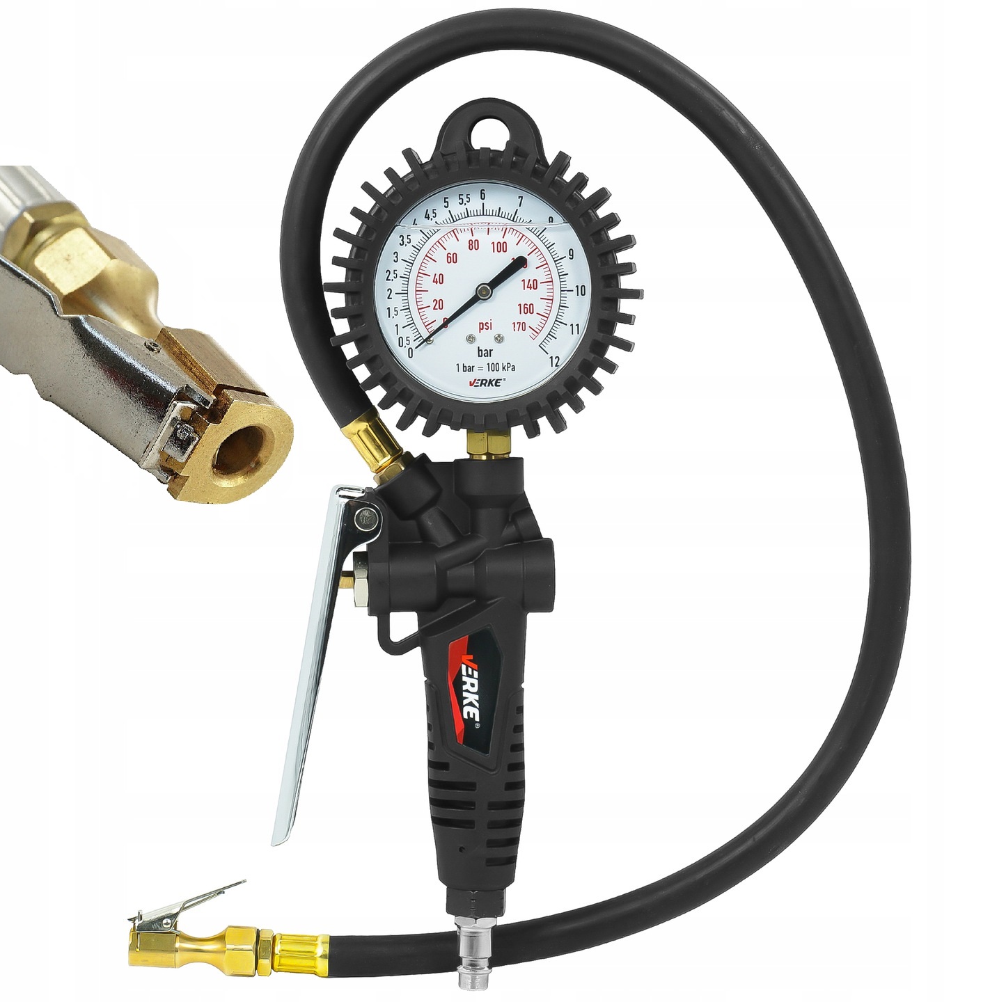 PISTOLET DO POMPOWANIA KÓŁ OPON Z MANOMETREM PNEUMATYCZNY KOMPRESOR 12 BAR