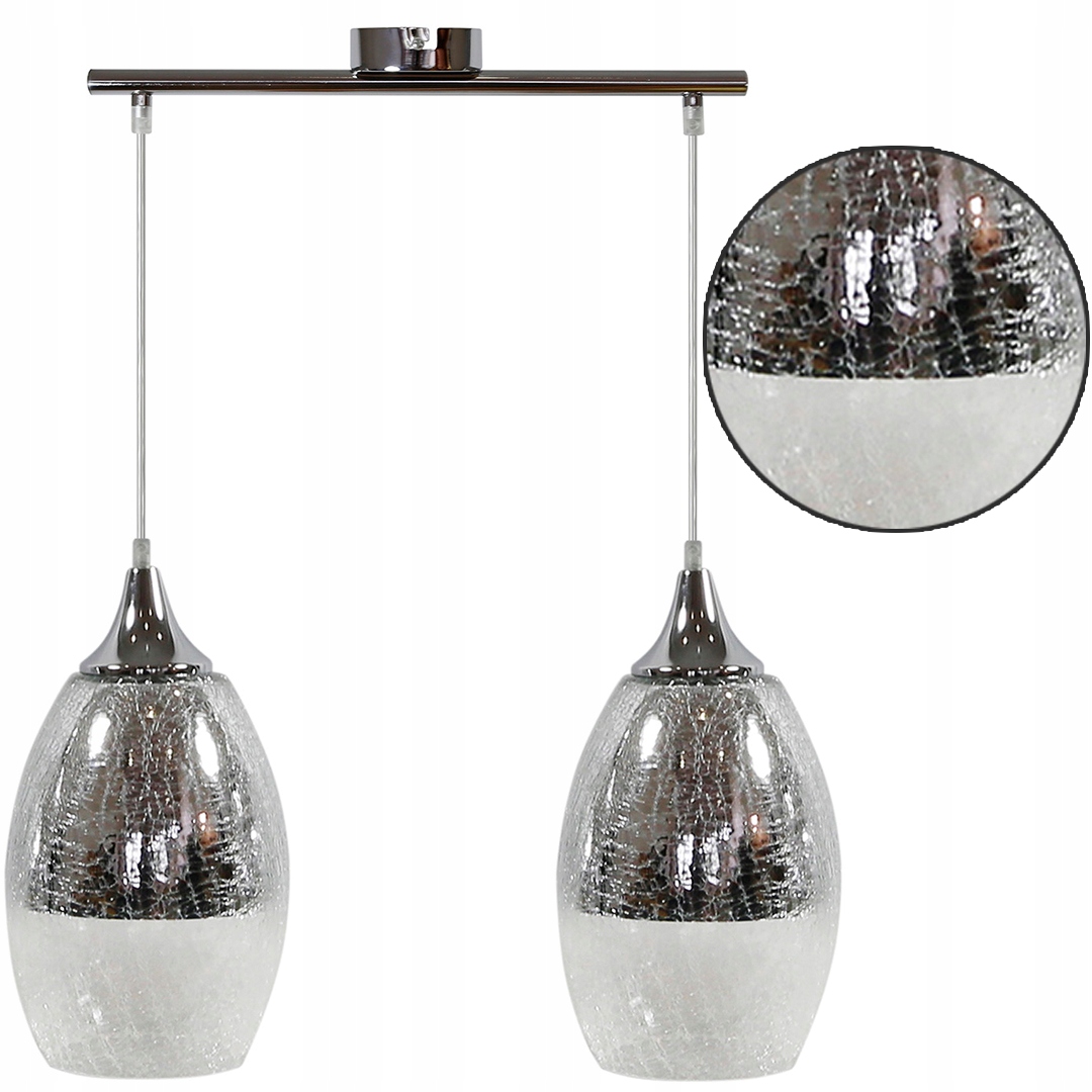 Elegantní Stříbrné Stropní Závěsné Svítidlo 2X60W E27