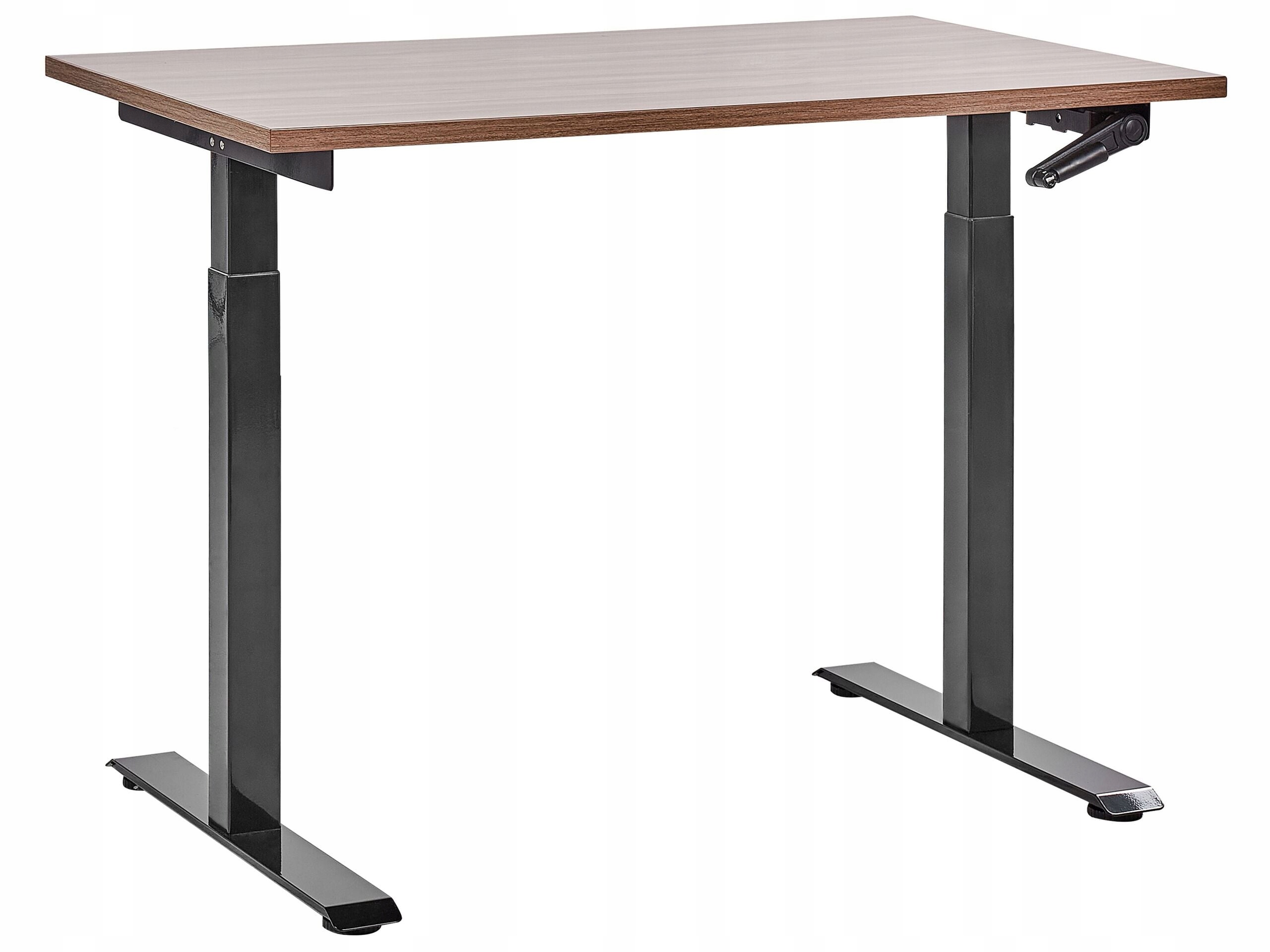 Biurko regulowane manualnie 120x72 cm ciemne drewno z czarnym