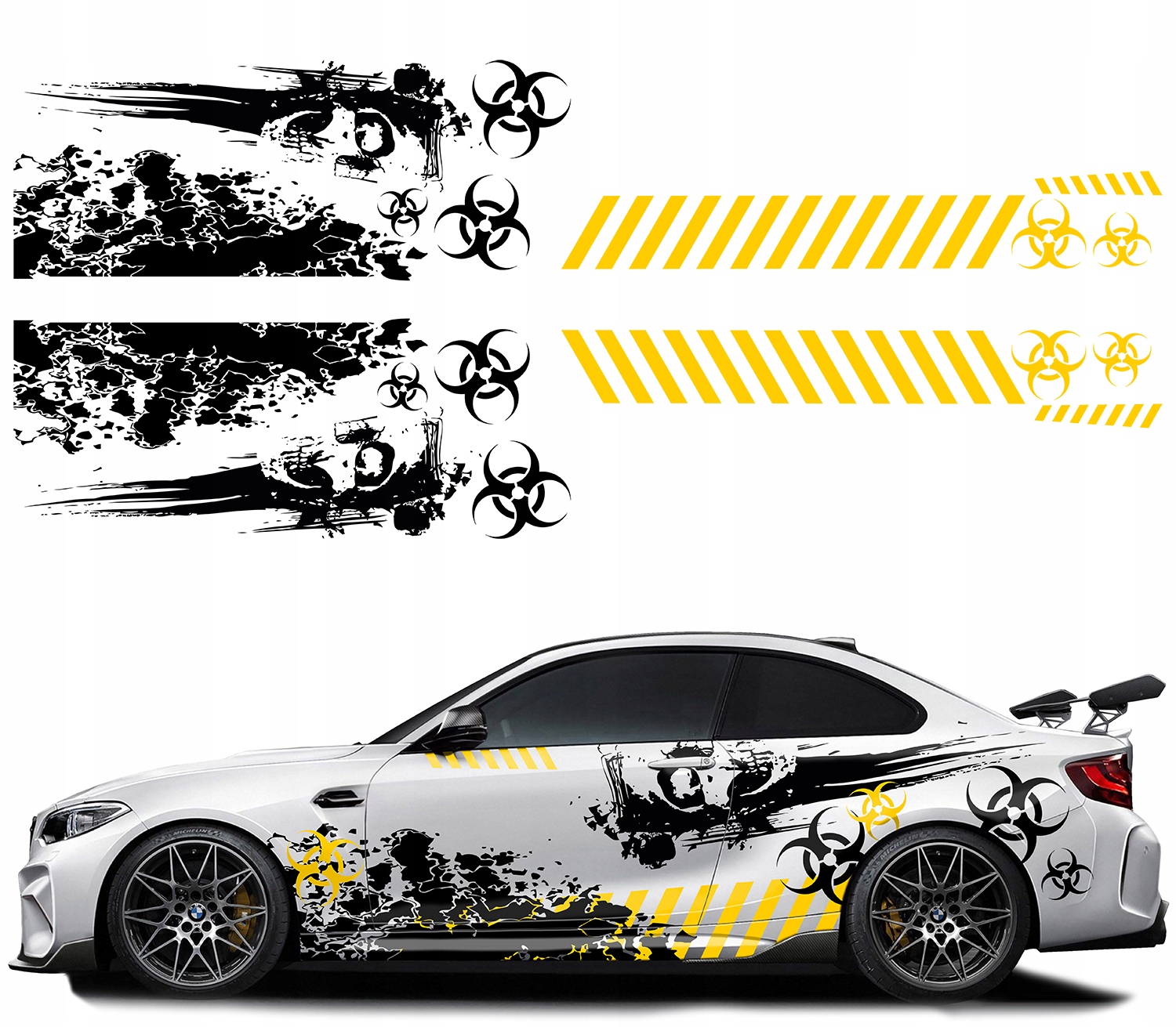 Samolepka Grafika na auto Motiv Biohazard Lebka Toxic Šipky 94x700