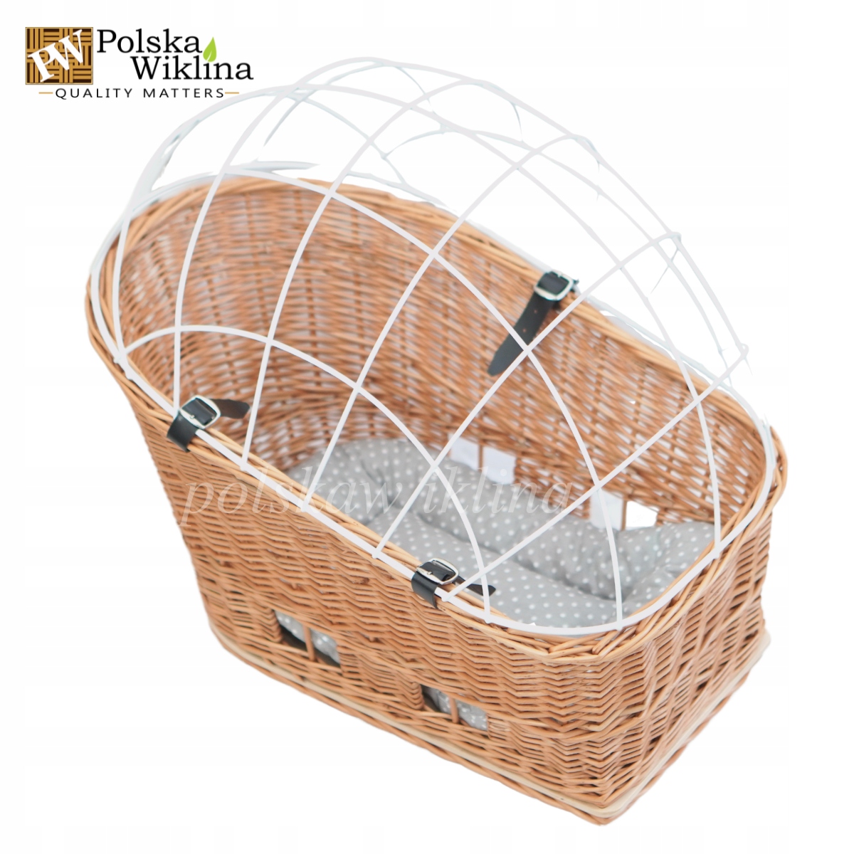 KOSZ NA BAGAŻNIK natural DLA PSA KOTA + poduszka Marka Polska Wiklina