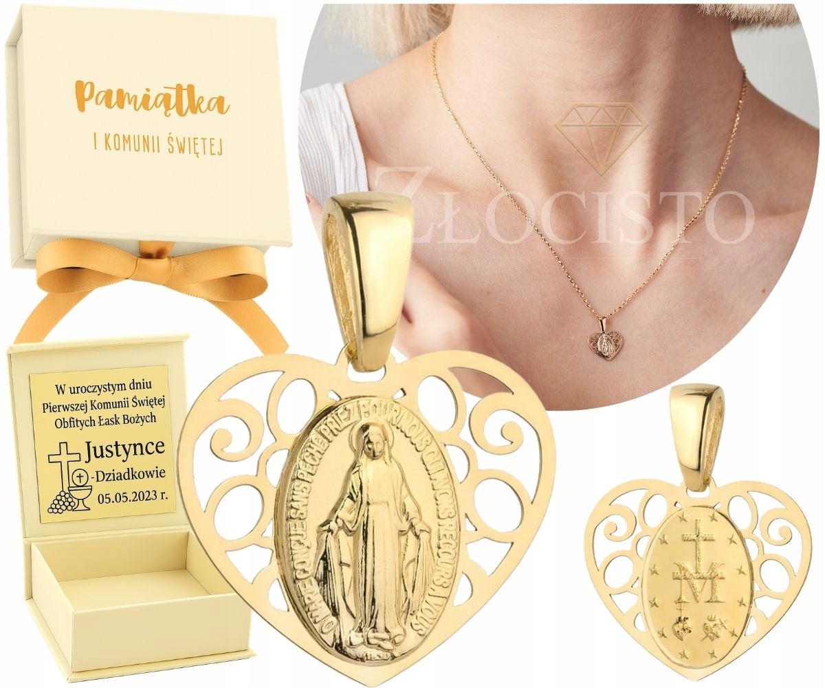 Medaile Matka Boží Neposkvrněná V Prolamovaném Srdci Na Křtiny Svatého Přijímání Dárek