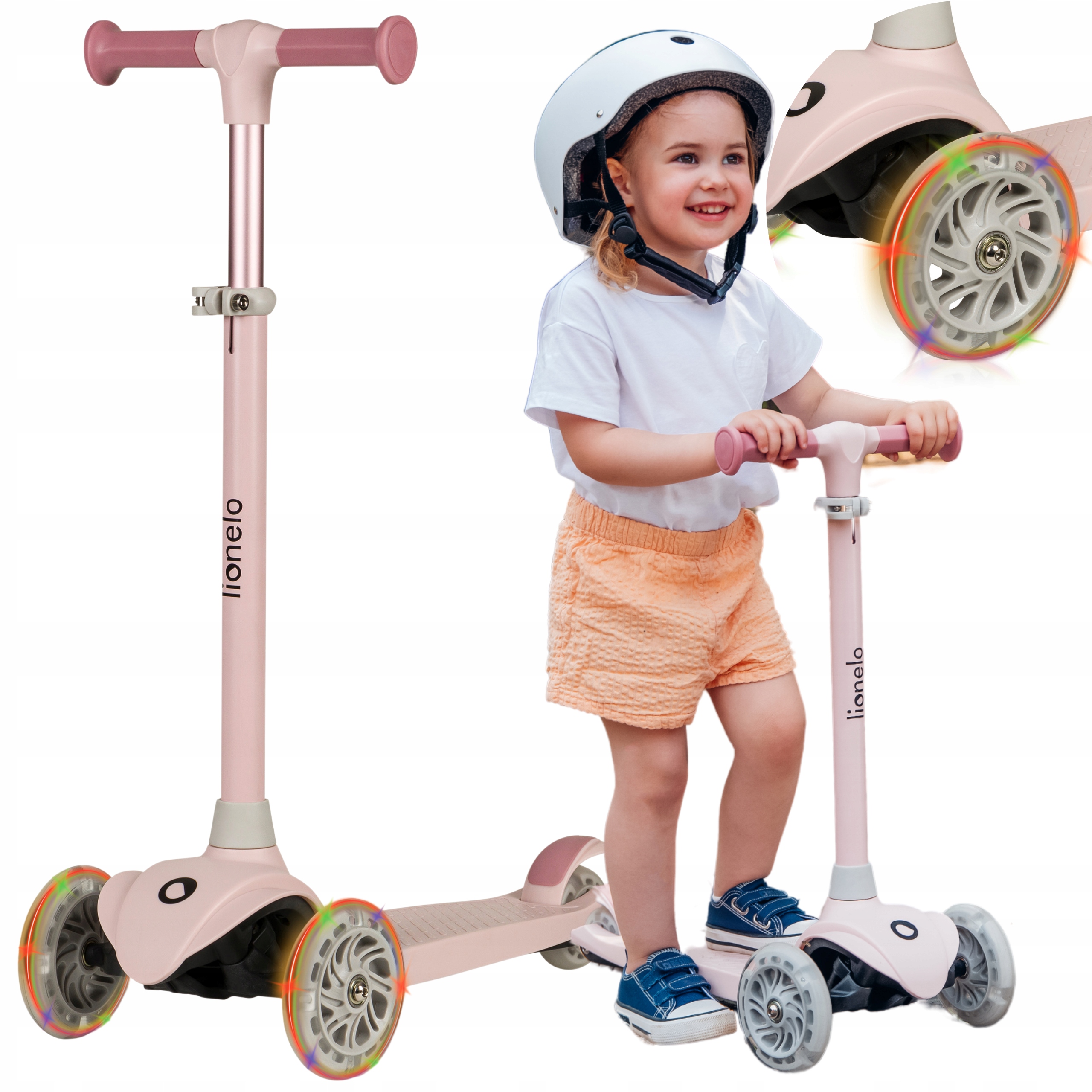 Hulajnoga balansowa trójkołowa Solidna do 50kg Ledy składana Lionelo Jessy