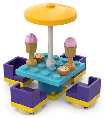 

Lego Kawiarnia Stolik, Krzesełka, Lody, Parasol