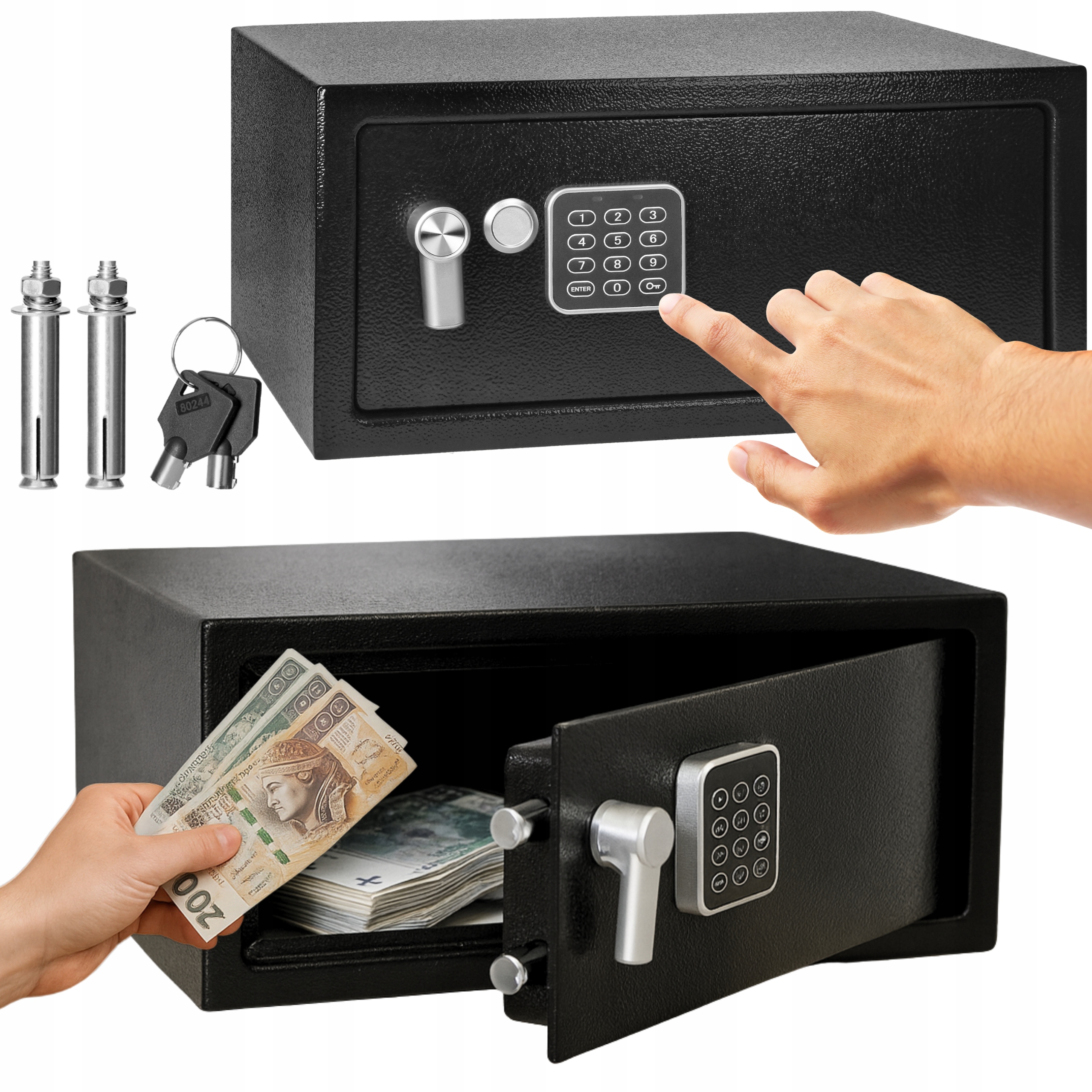 sejf domowy z zamkiem elektronicznym +na klucz kasa pancerna Stalowa duża