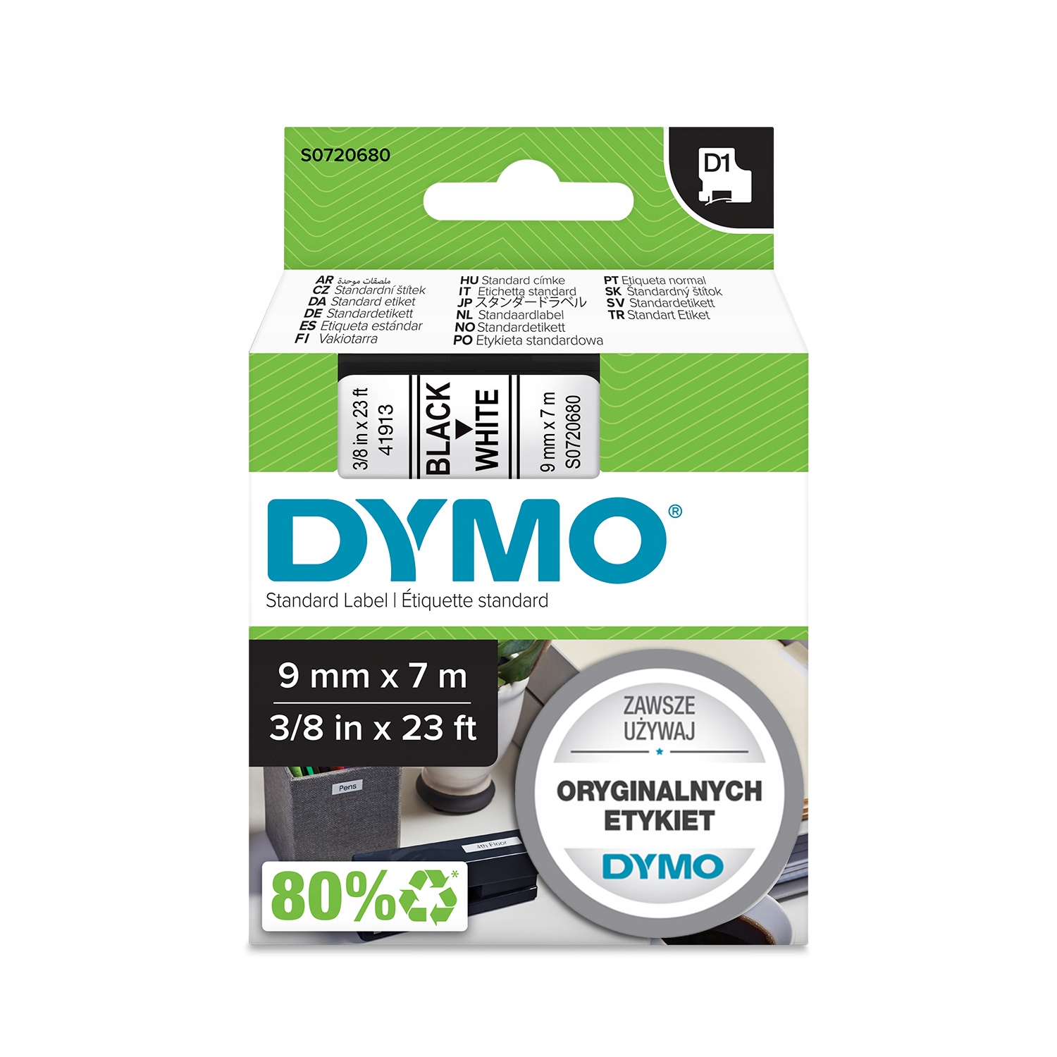 

Dymo Taśma D1 40913 S0720680 9mm Cz/b Oryginał