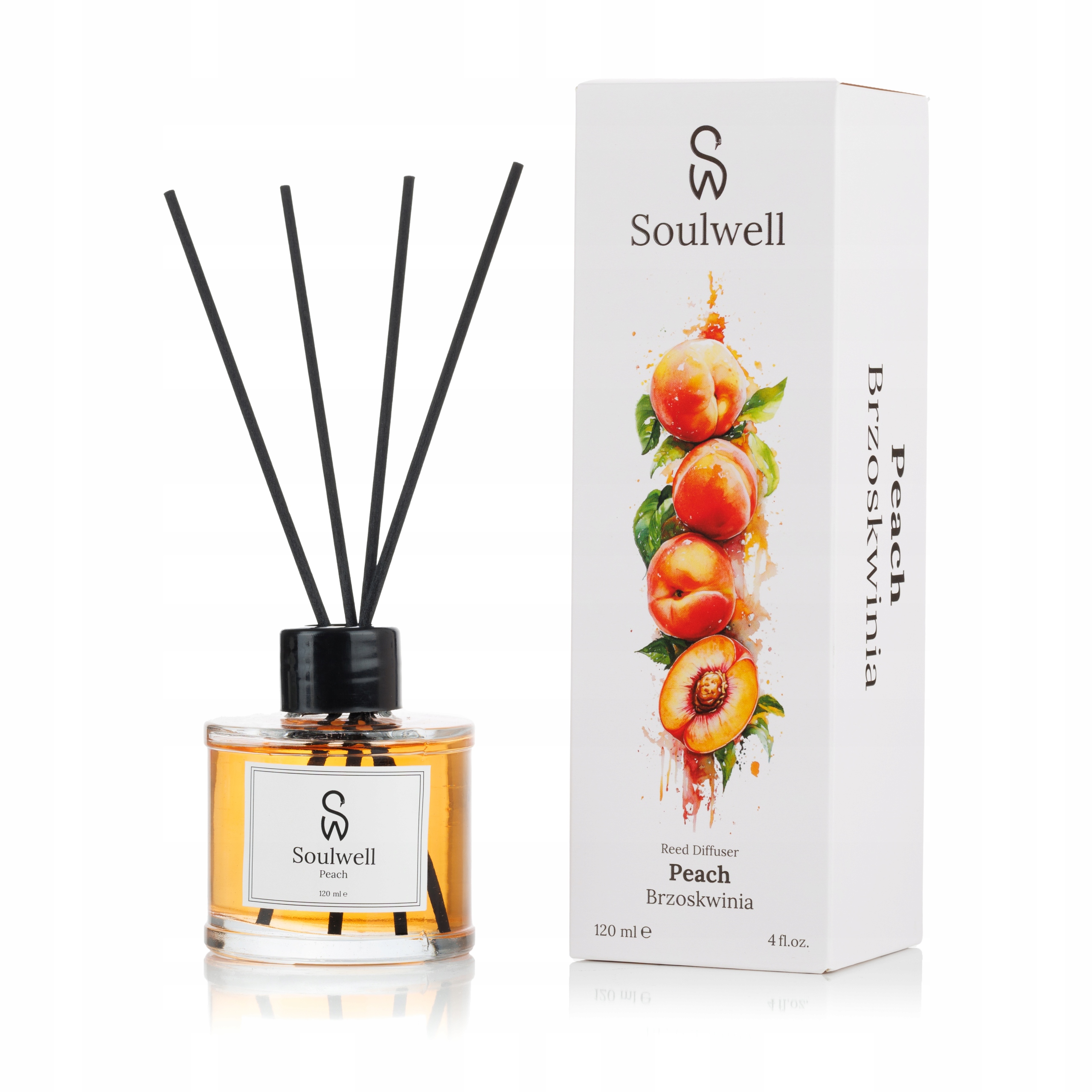 Brzoskwinia SOULWELL ZAPACHY DO DOMU PATYCZKI 120ml