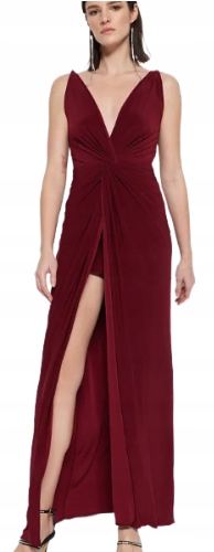 Trendyol Šaty Bordó Maxi 40 Mqd