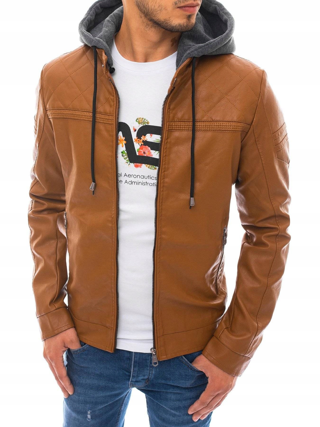 

Kurtka Męska Skórzana Z Kapturem roz. 3XL