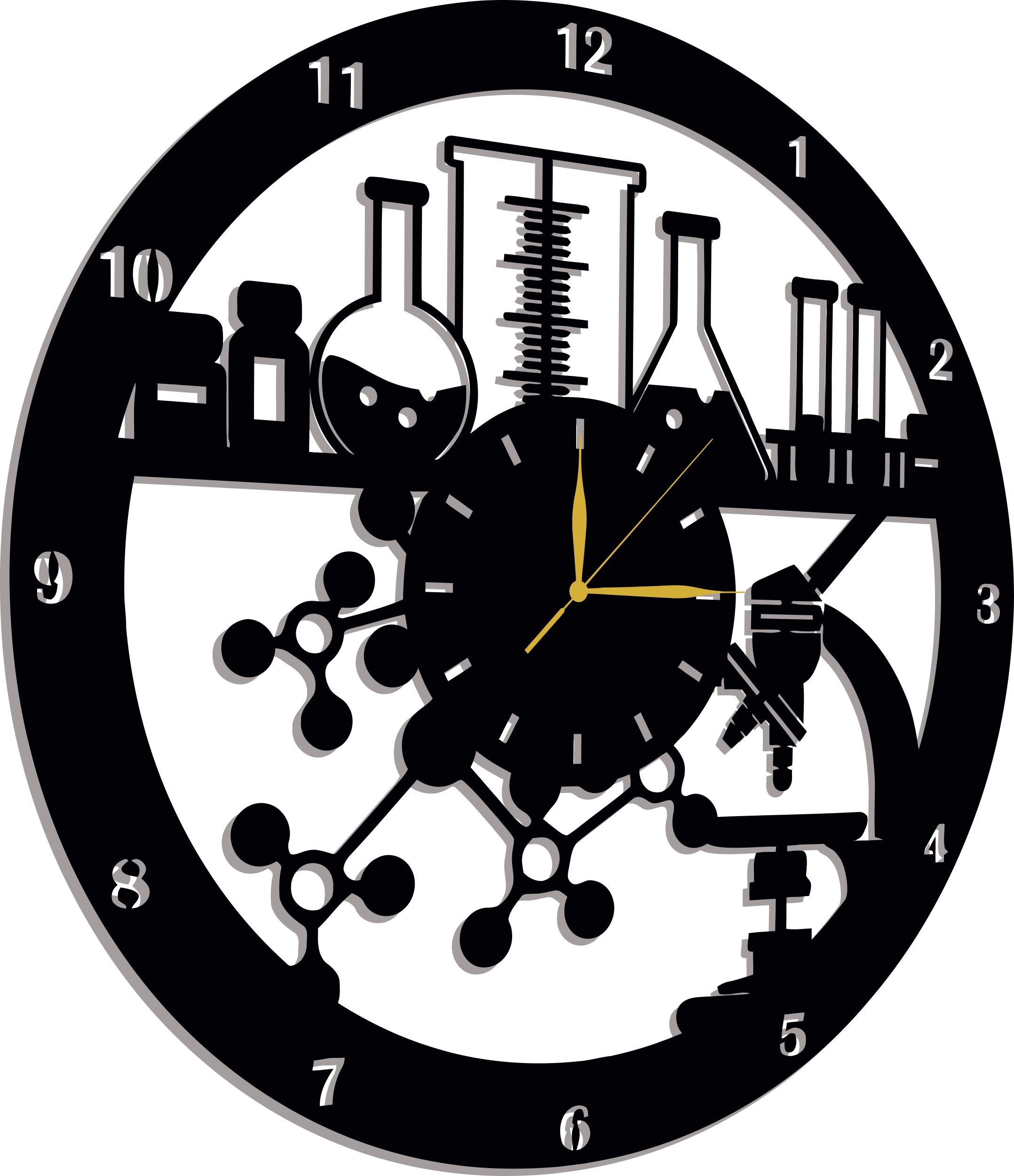 Nástěnné Hodiny Pro Učitele Chemie Chemika Do Laboratoře Dárek 80 CM